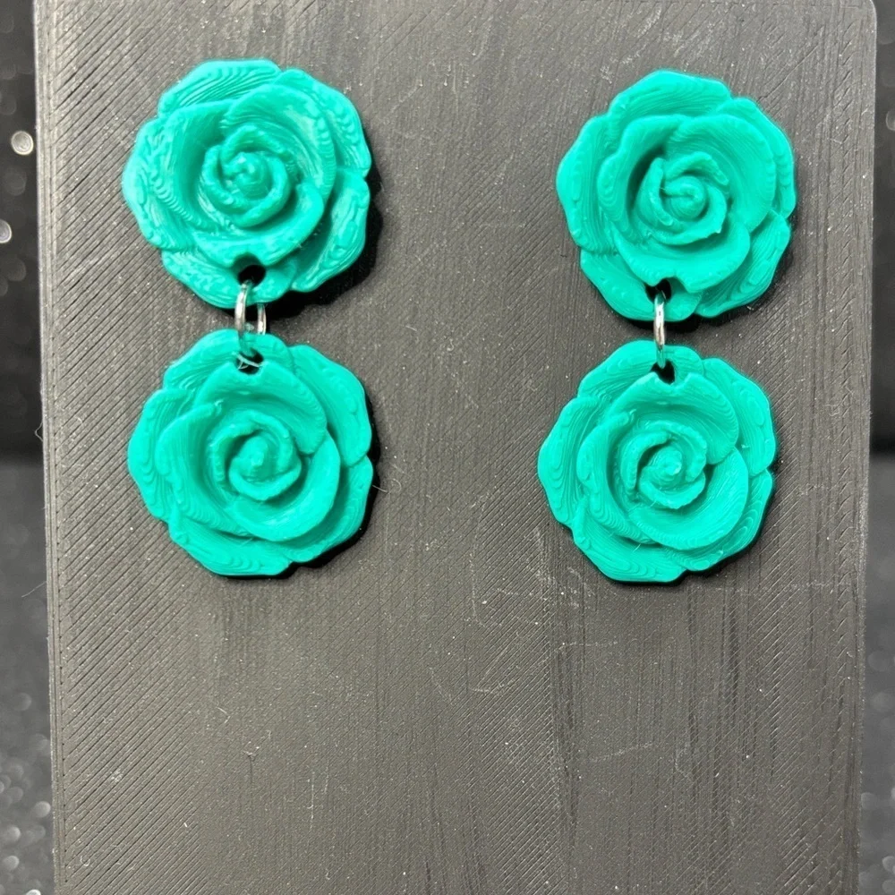 Green Floral Earrings